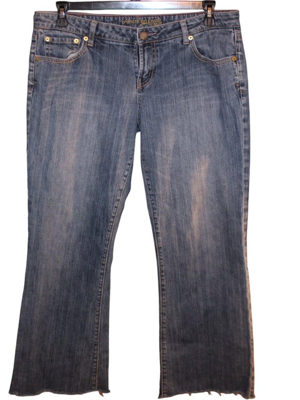 American Eagle Vintage Y2K Hipster Low Rise Flare Jeans 12 Short Raw Hem